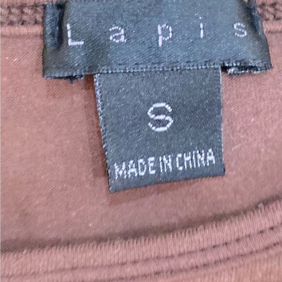 Lapis multi print bell sleeve cotton top beaded in cream/ browns/mauve sz small - Picture 11 of 11